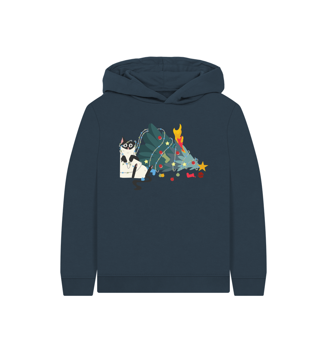 Navy Blue Printed Kids Hoodie Front