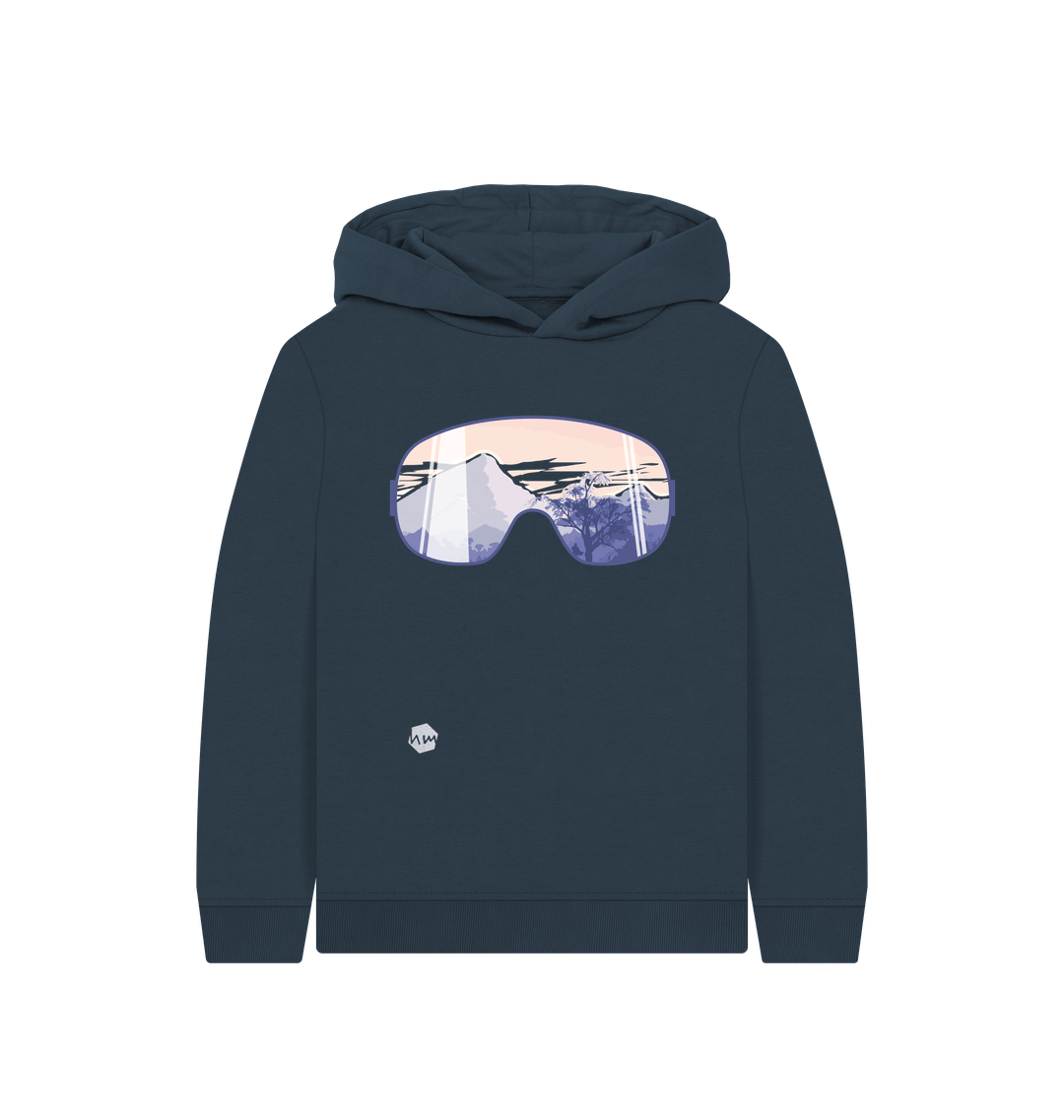 Navy Blue Printed Kids Hoodie Front