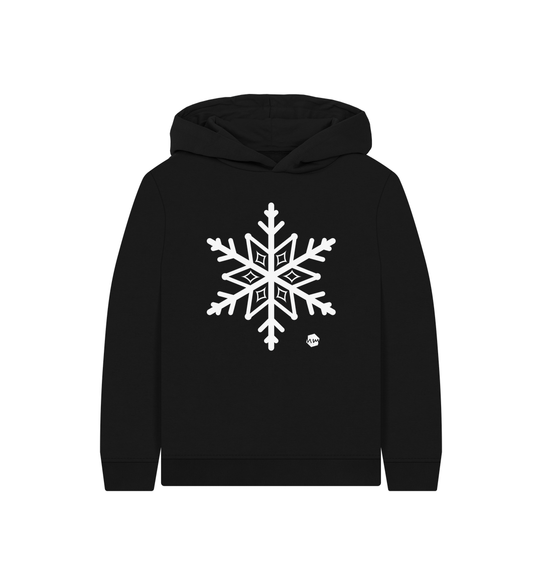 Black Printed Kids Hoodie Front