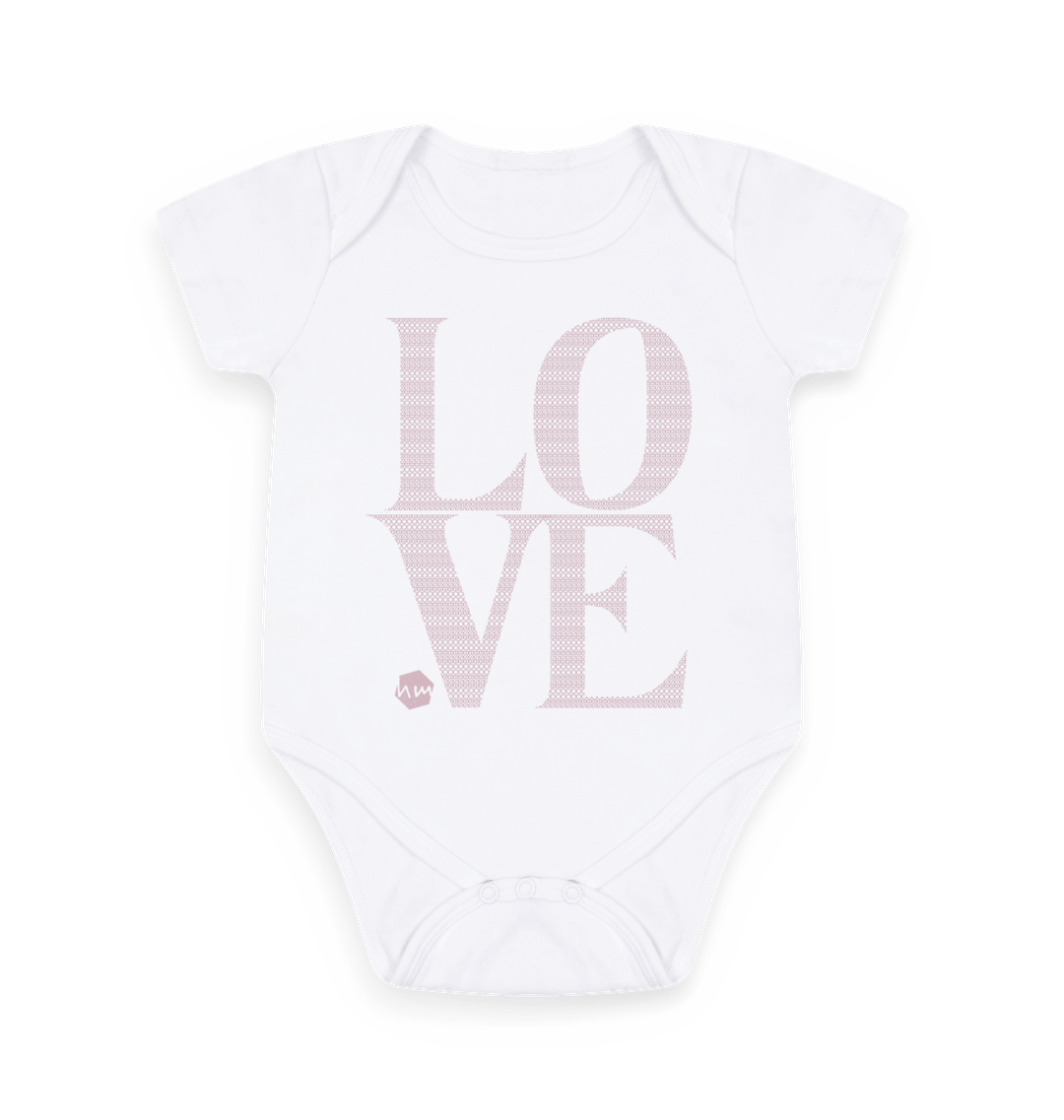 White Printed baby grow Front