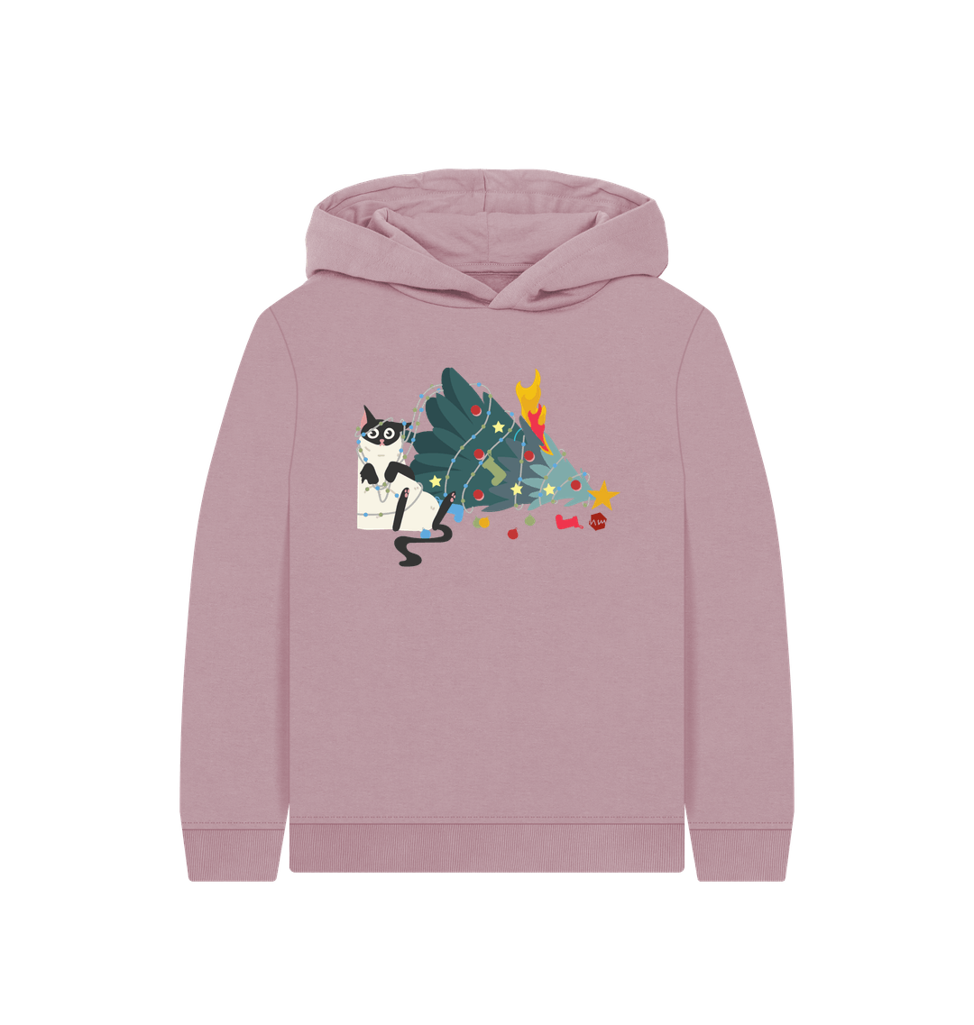 Mauve Printed Kids Hoodie Front