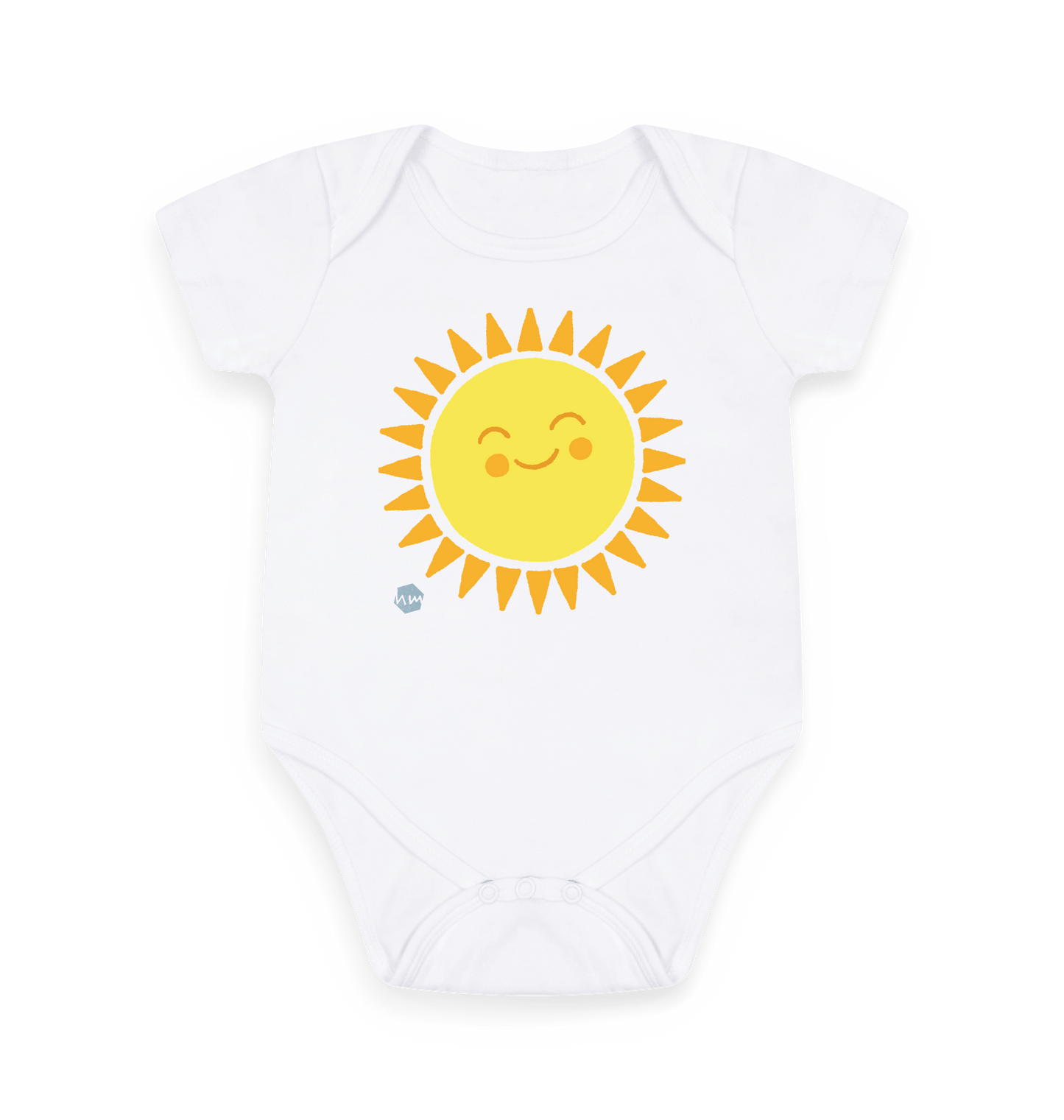 White Printed baby grow Front