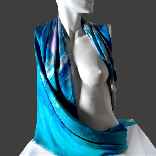 Scarf Chloe Trayhurn x Human Milk - CIRCLE, blue 140 x 140cm