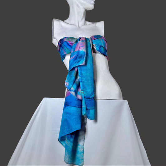 Scarf Chloe Trayhurn x Human Milk - CIRCLE, Blue 180x70cm