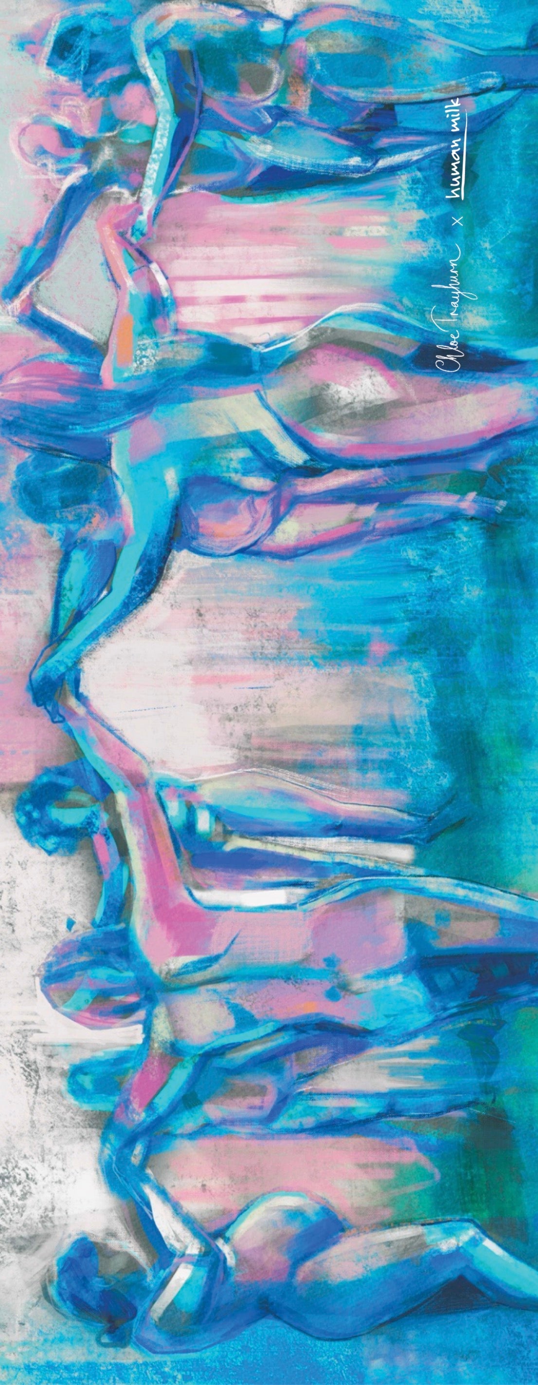Scarf Chloe Trayhurn x Human Milk - CIRCLE, Blue 180x70cm
