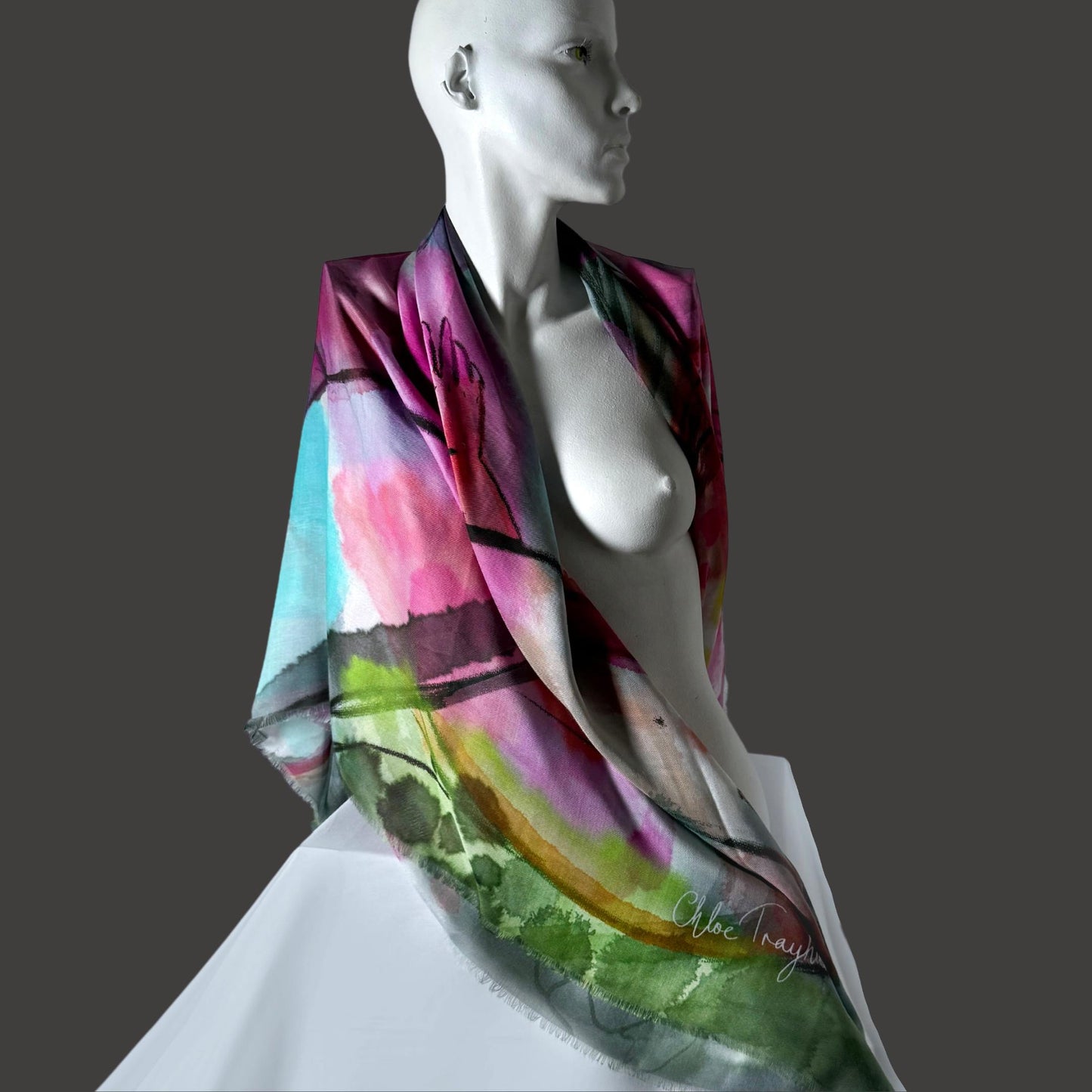 Scarf Chloe Trayhurn x Human Milk - FLORAISON 140 x 140cm