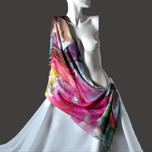 Scarf Chloe Trayhurn x Human Milk - FLORAISON 140 x 140cm