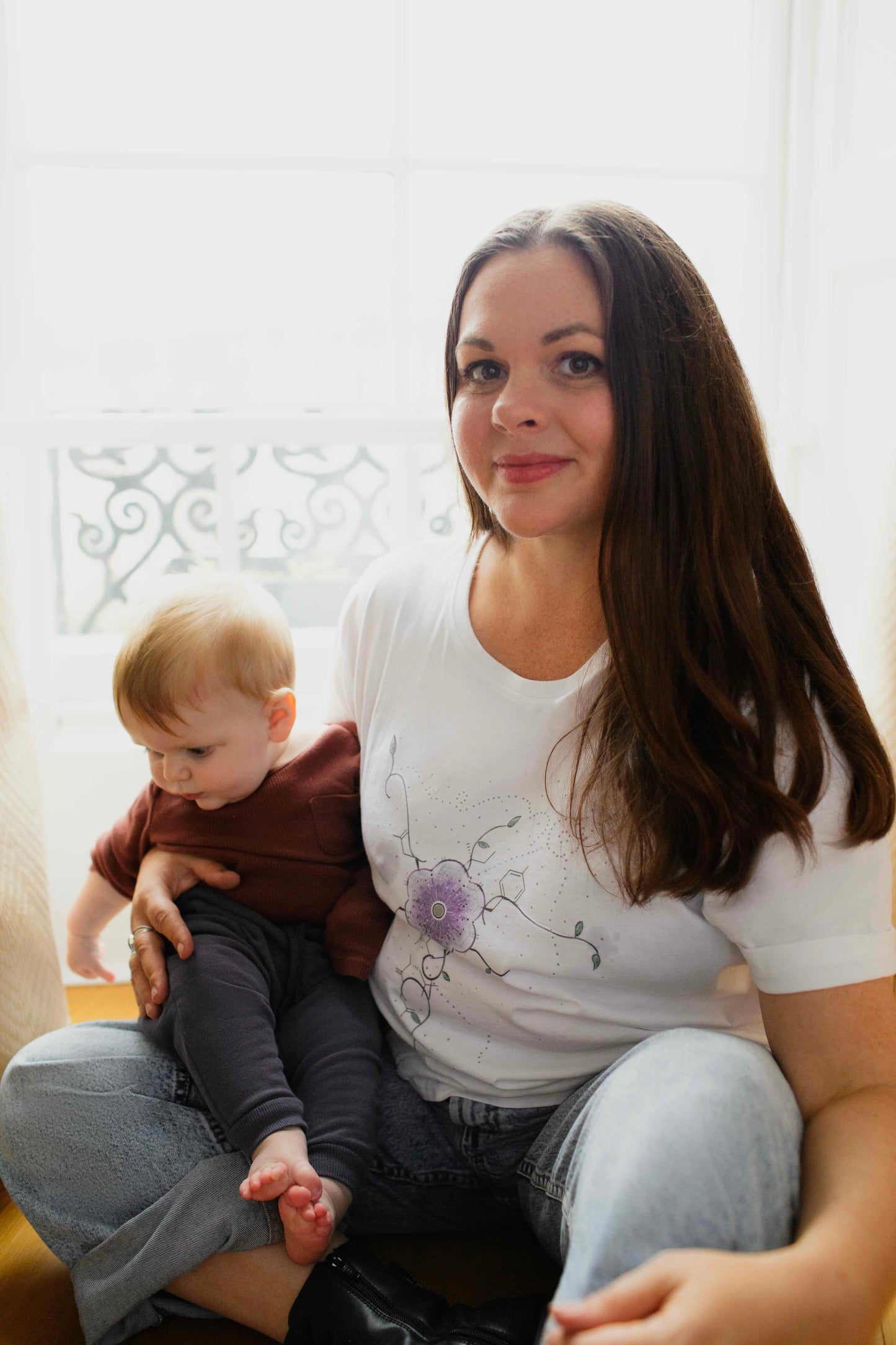Oxyflower, Organic Cotton T-shirt, white.