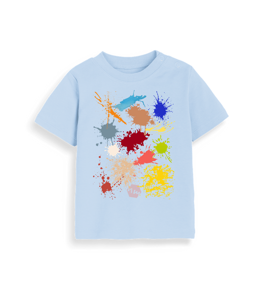 Dusty Blue Printed Kids T-Shirt with paint splashes