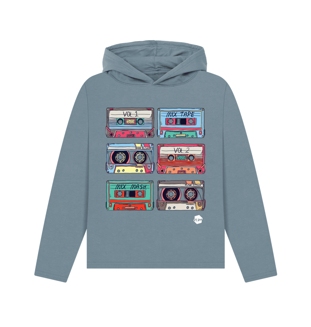 Stone Blue Printed Hoody Front