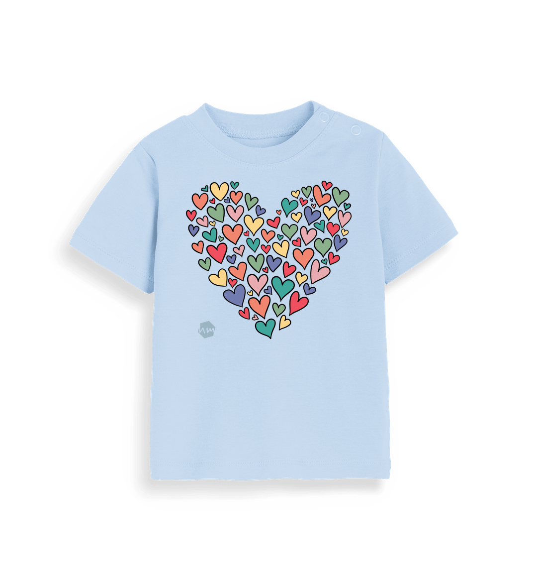Dusty Blue Printed Kids T-Shirt Front