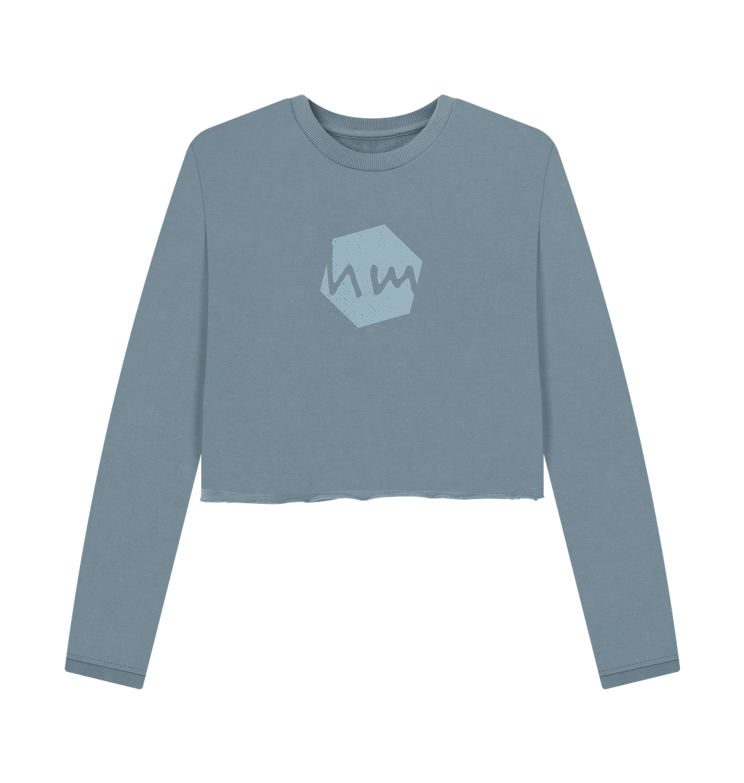 Stone Blue Printed Boxy Jumpers