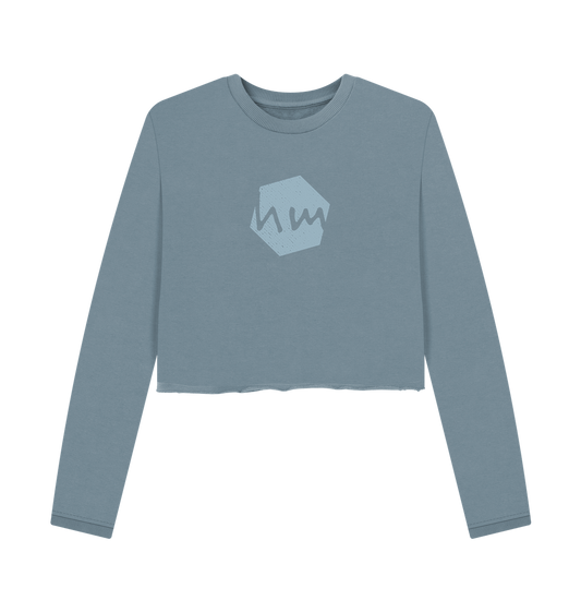 Stone Blue Printed Boxy Jumpers