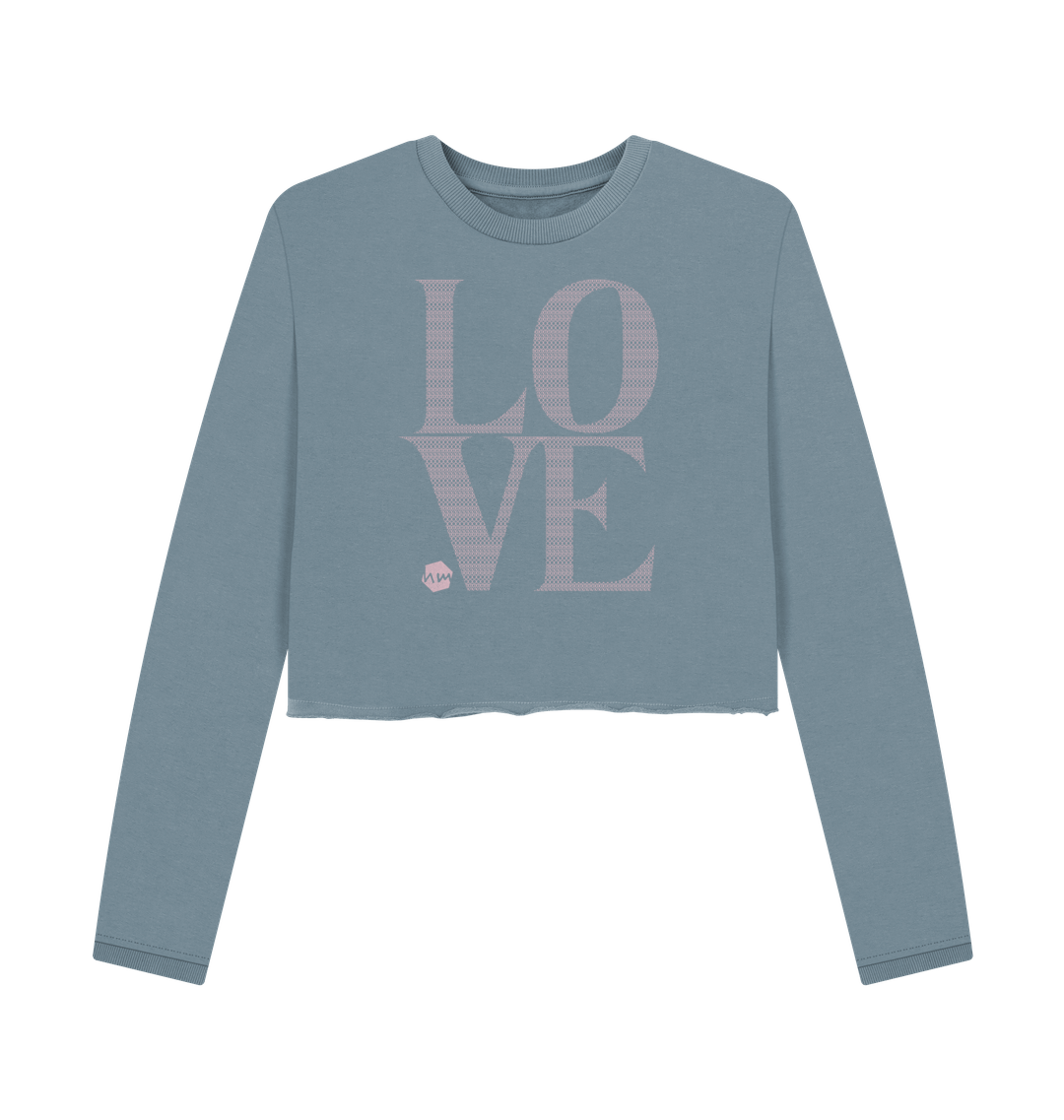 Stone Blue Printed Boxy Jumpers Front