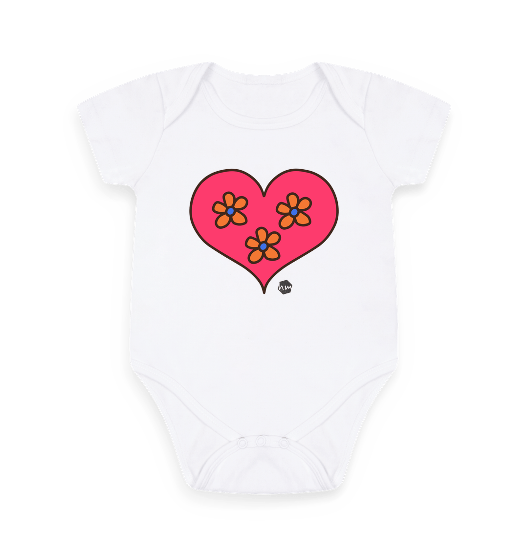 White Printed baby grow Front