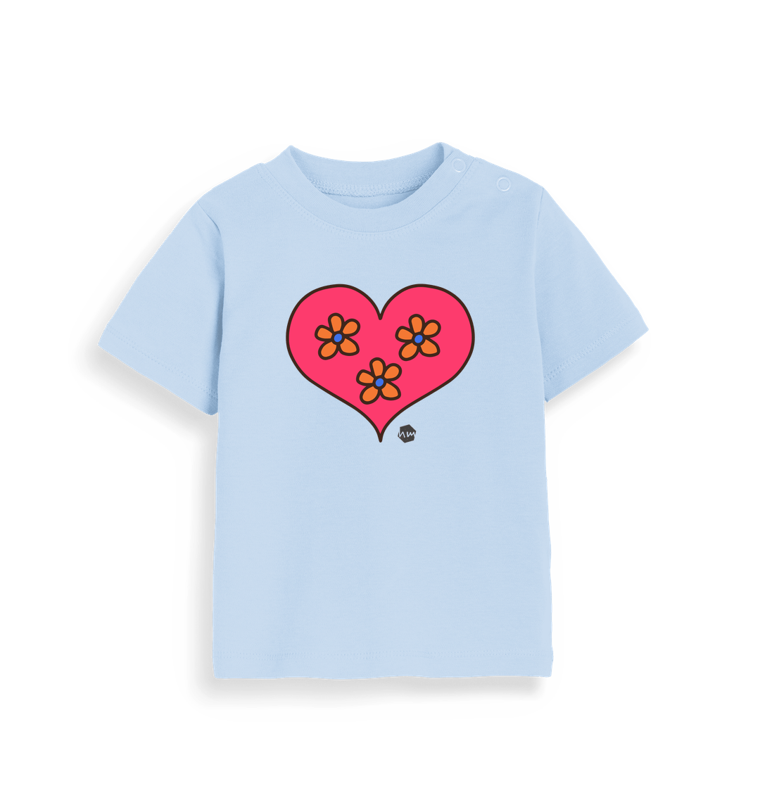 Dusty Blue Printed Kids T-Shirt Front