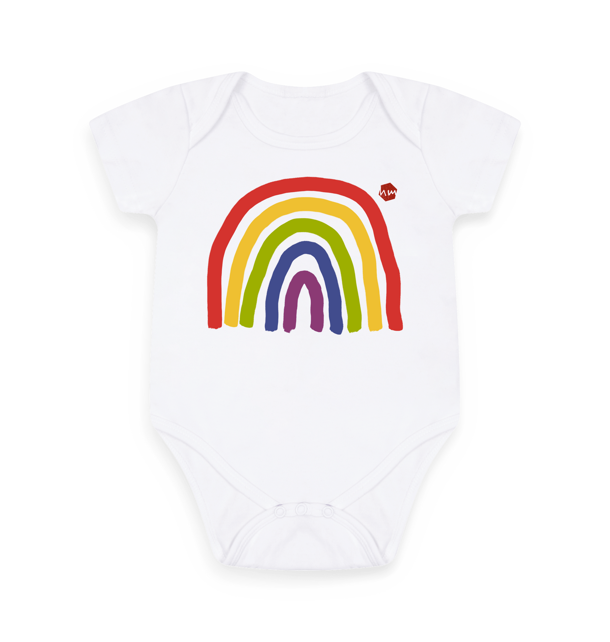 White Printed baby grow Front
