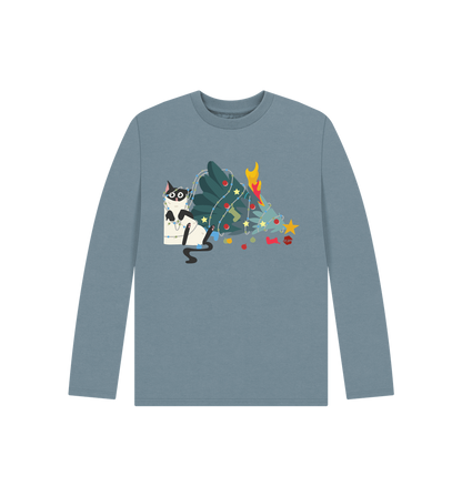 Stone Blue Printed Kids T-Shirt Front