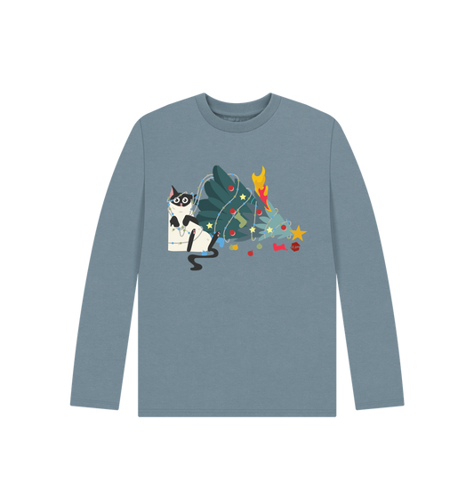 Stone Blue Printed Kids T-Shirt Front