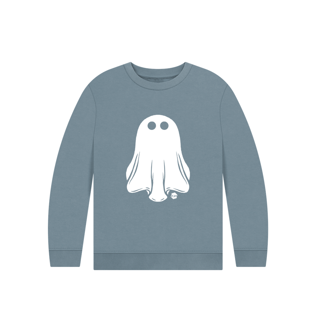 Stone Blue Printed Kids Jumper Front