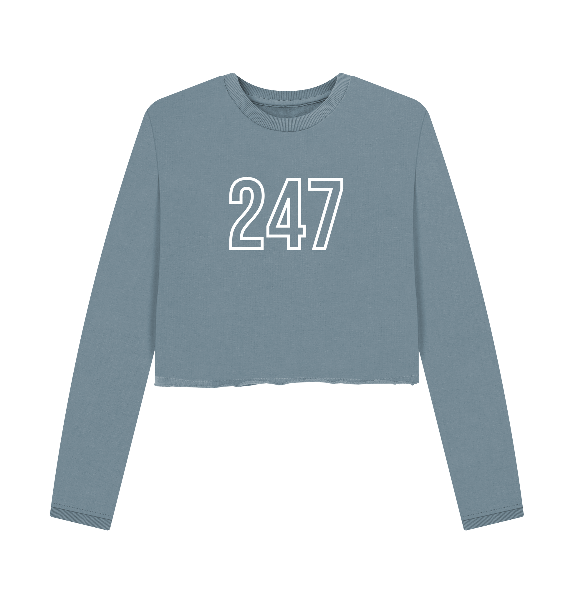 Stone Blue Printed Boxy Jumpers Front