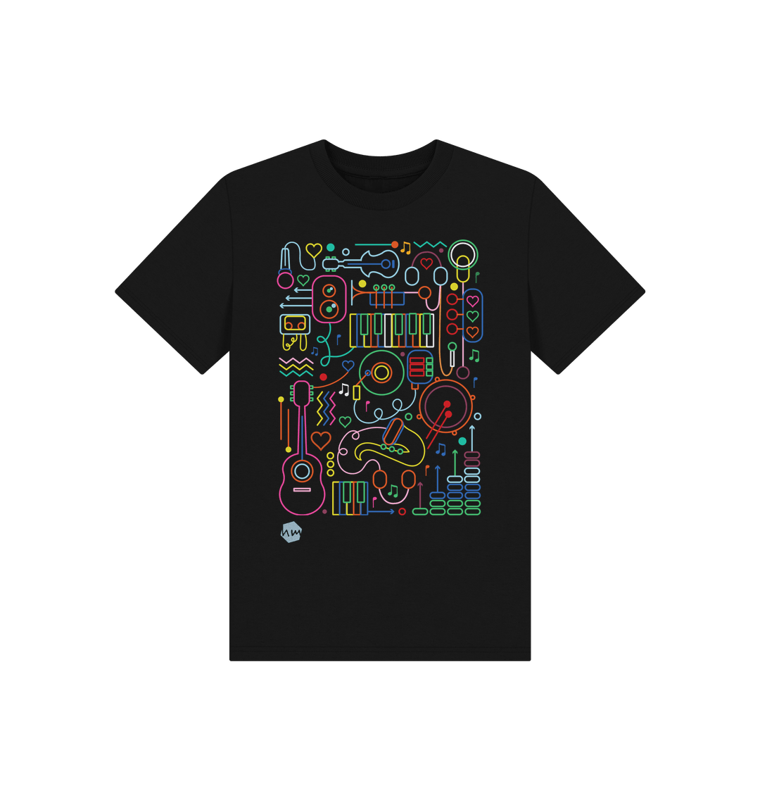 Black Printed Kids T-Shirt