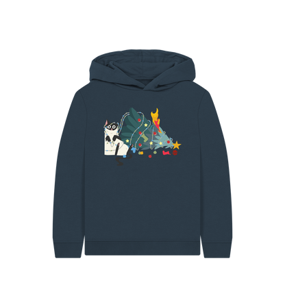 Navy Blue Printed Kids Hoodie Front