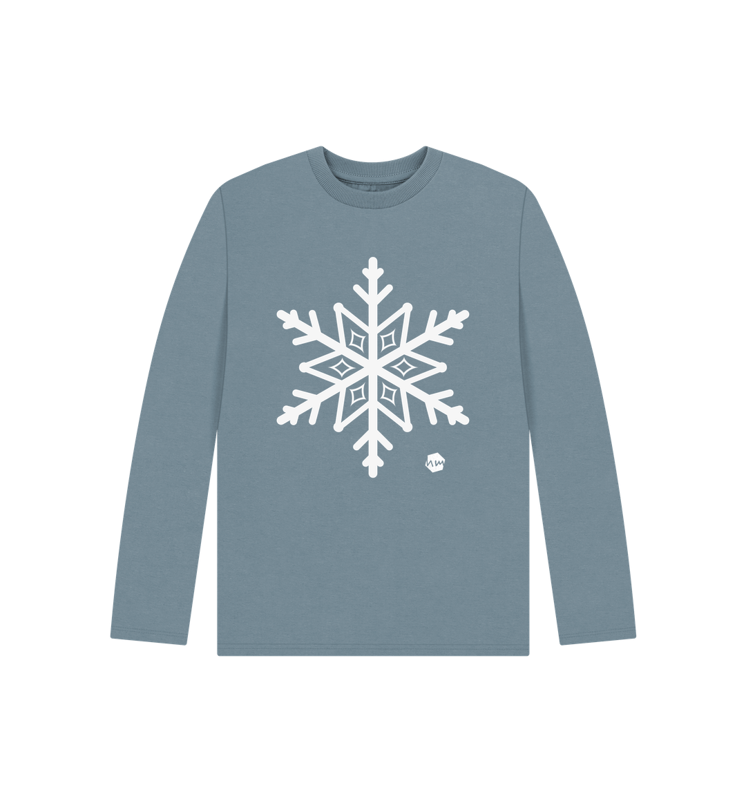Stone Blue Printed Kids T-Shirt Front