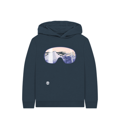 Navy Blue Printed Kids Hoodie Front