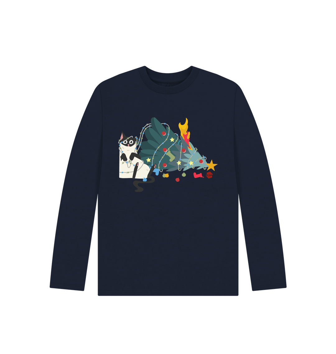 Navy Blue Printed Kids T-Shirt Front