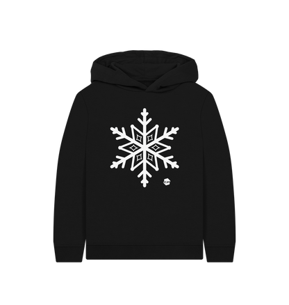 Black Printed Kids Hoodie Front