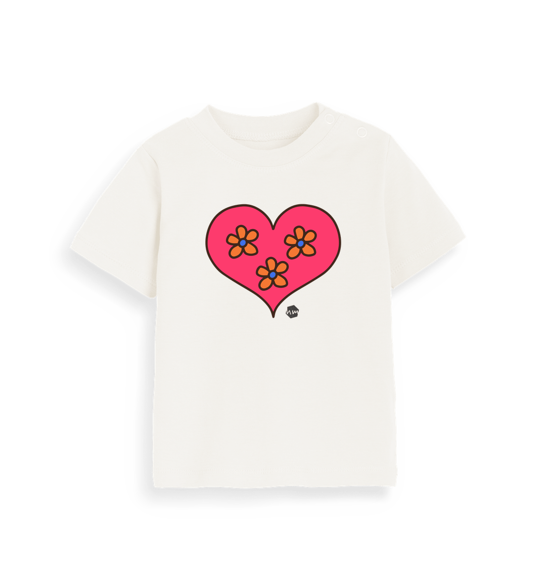 Organic Natural Printed Kids T-Shirt Front