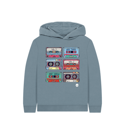 Stone Blue Printed Kids Hoodie Front