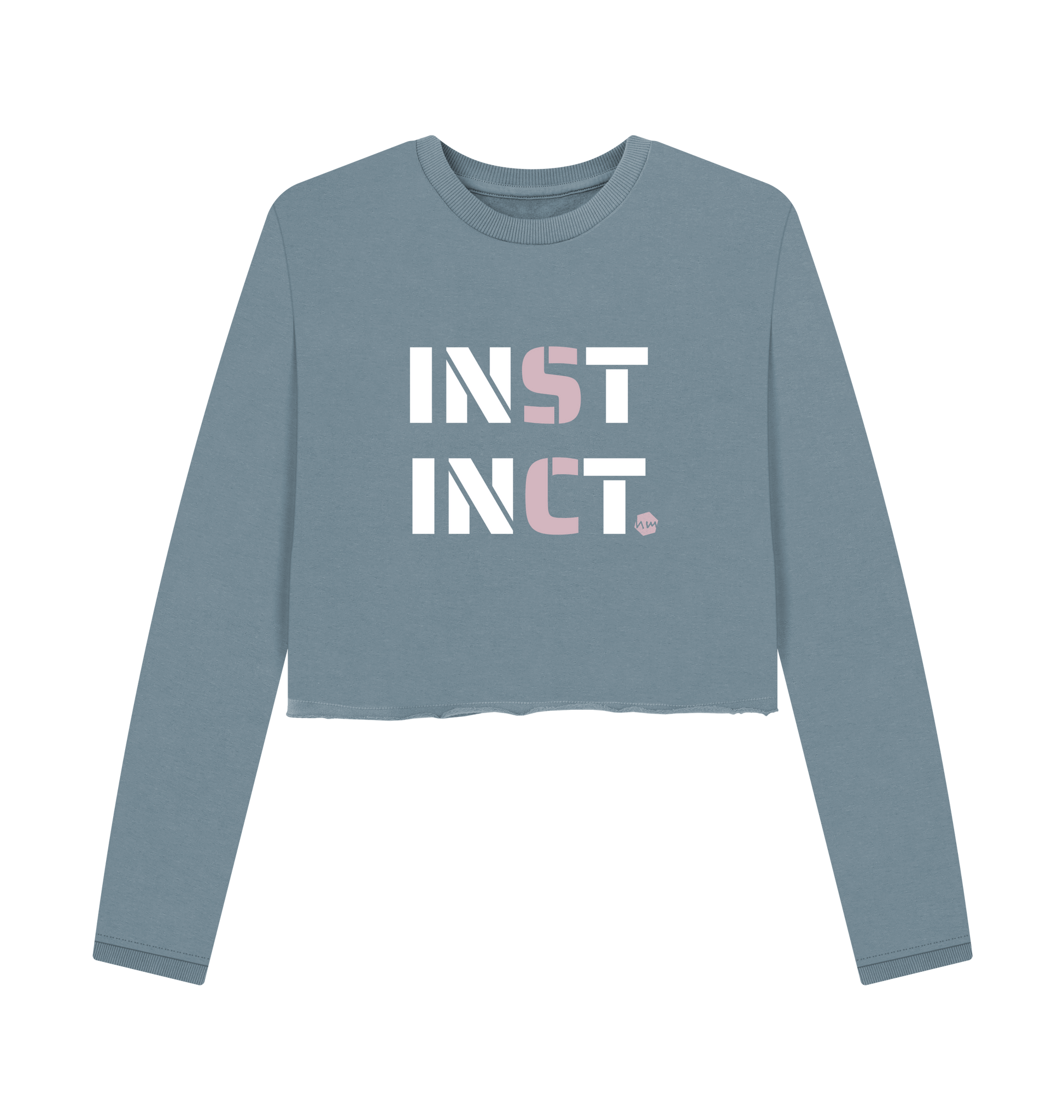 Stone Blue Printed Boxy Jumpers Front