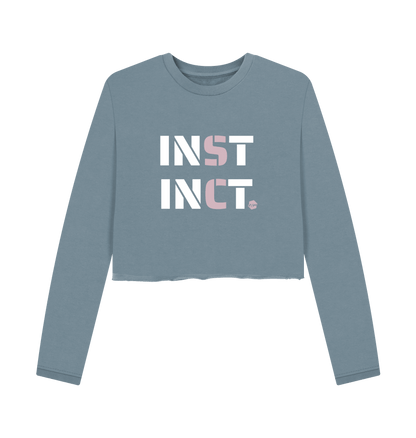 Stone Blue Printed Boxy Jumpers Front