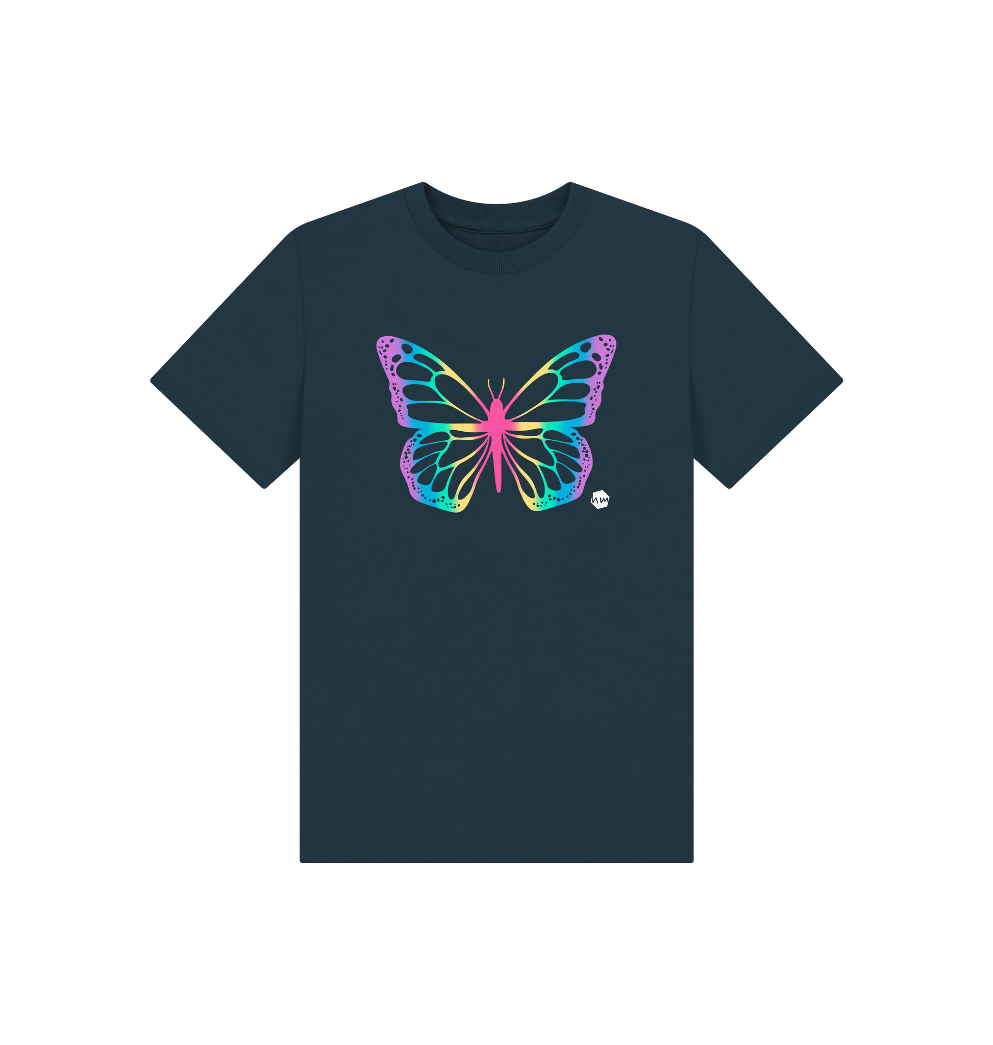 Denim Blue Printed Kids T-Shirt Front
