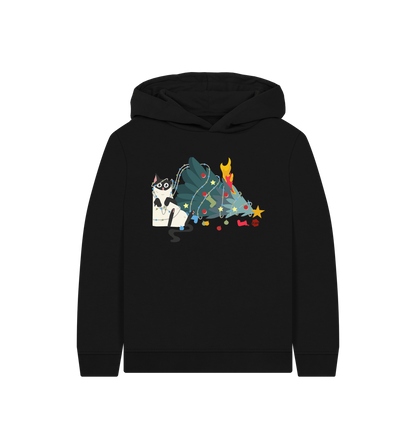 Black Printed Kids Hoodie Front