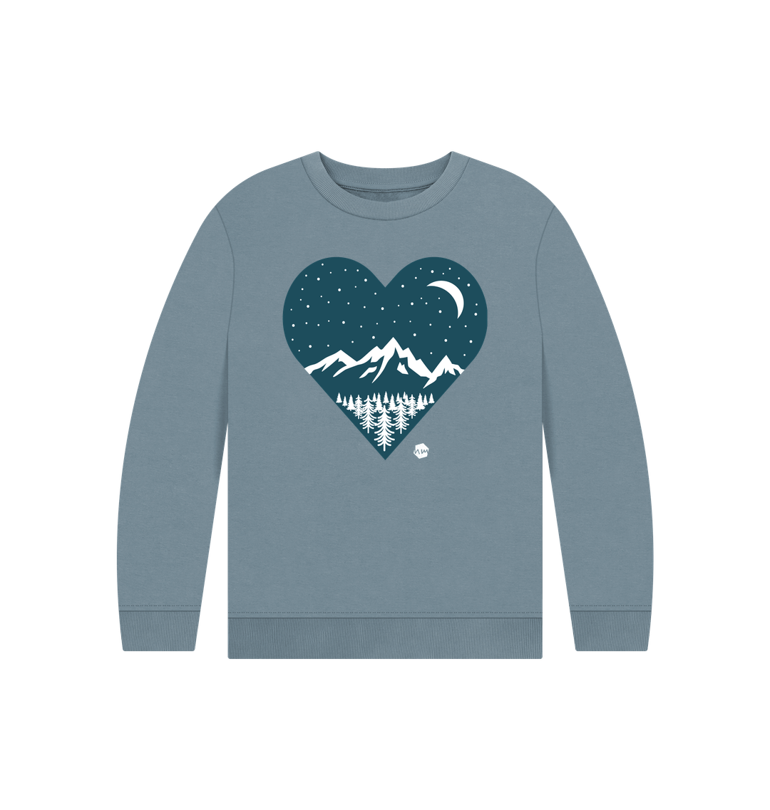 Stone Blue Printed Kids Jumper Front