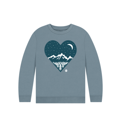 Stone Blue Printed Kids Jumper Front