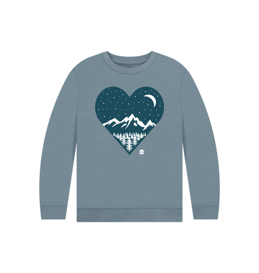 Stone Blue Printed Kids Jumper Front