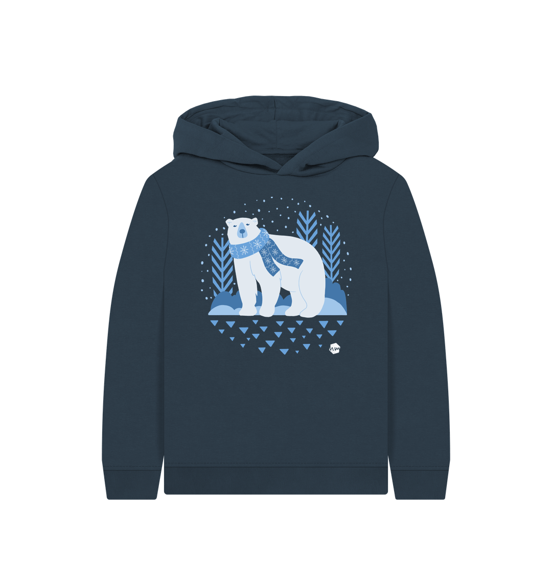 Navy Blue Printed Kids Hoodie Front