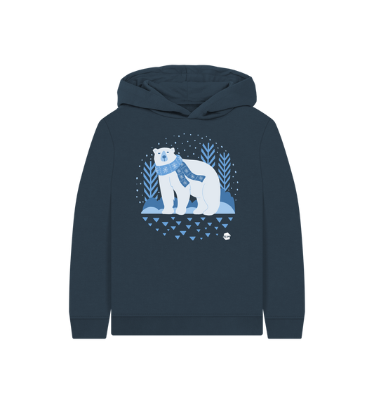 Navy Blue Printed Kids Hoodie Front