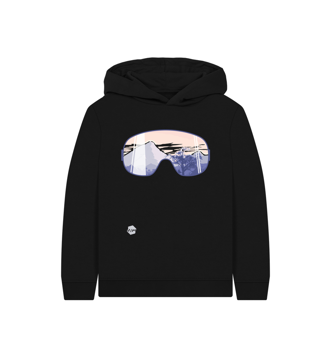 Black Printed Kids Hoodie Front