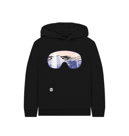 Black Printed Kids Hoodie Front