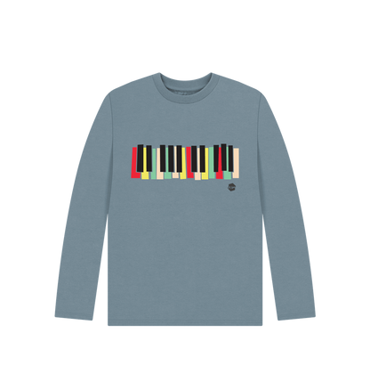 Stone Blue Printed Kids T-Shirt Front