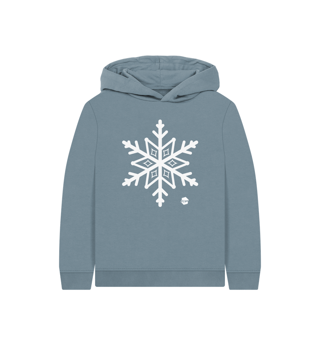 Stone Blue Printed Kids Hoodie Front