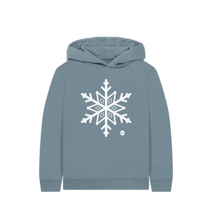 Stone Blue Printed Kids Hoodie Front