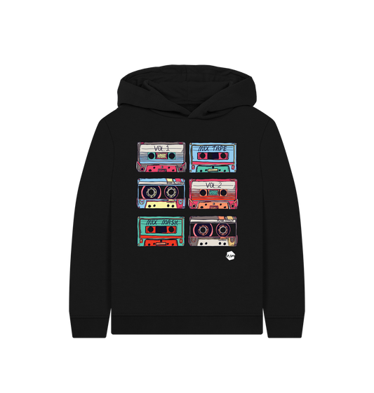 Black Printed Kids Hoodie Front