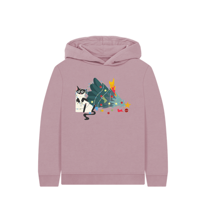 Mauve Printed Kids Hoodie Front