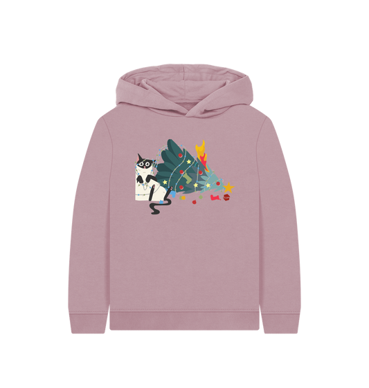 Mauve Printed Kids Hoodie Front